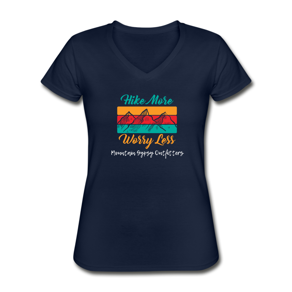 Worry Less V-neck Tee - navy