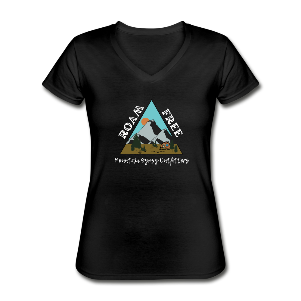 Roam Free V-neck Tee - black
