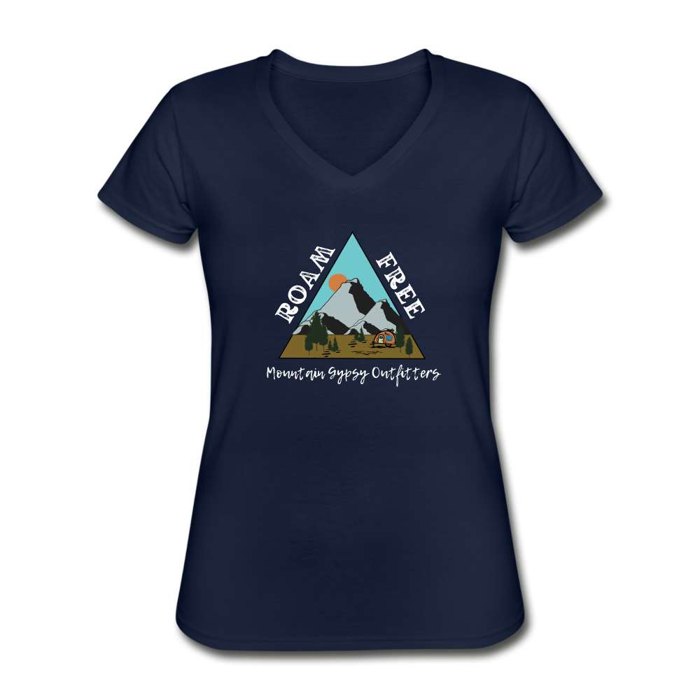 Roam Free V-neck Tee - navy