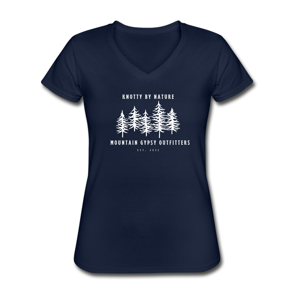 Knotty V-neck Tee - navy