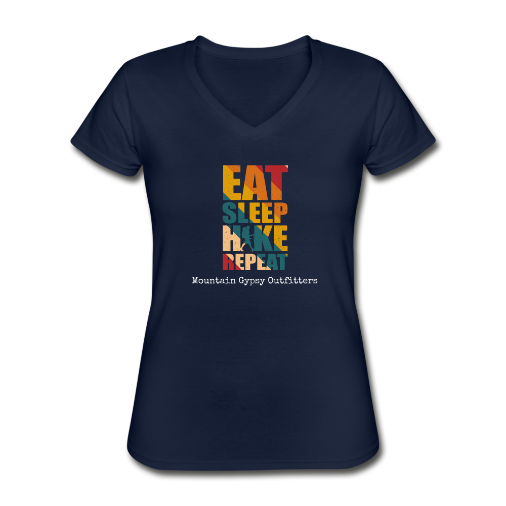 Eat, Sleep, Hike V-neck Tee - navy