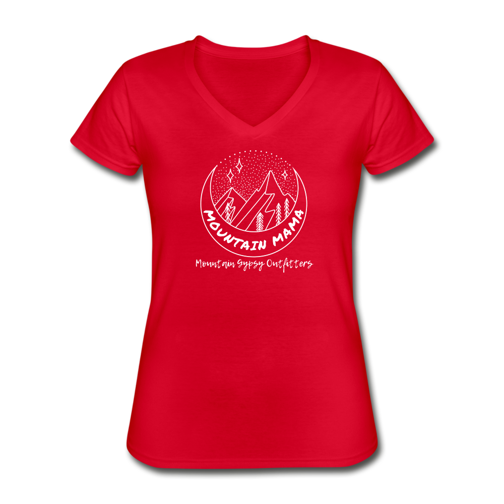 Mountain Mama V-neck Tee - red
