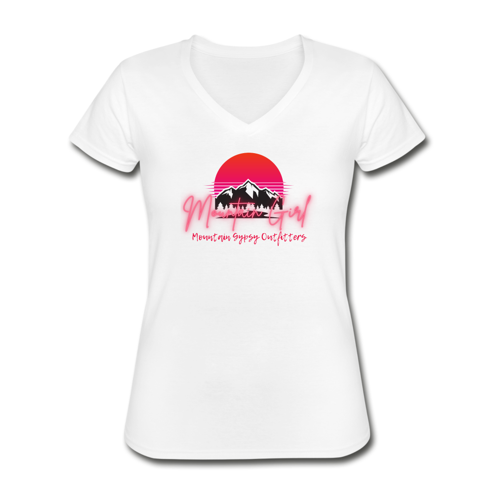 Mountain Girl V-neck Tee - white