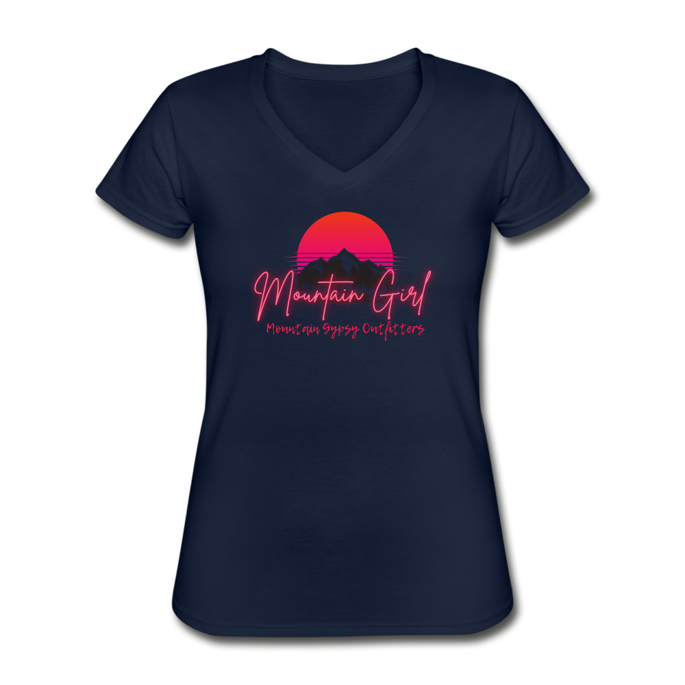 Mountain Girl V-neck Tee - navy