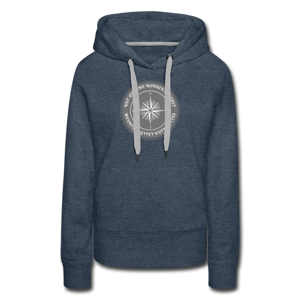 Not All Who Wander Hoodie - heather denim