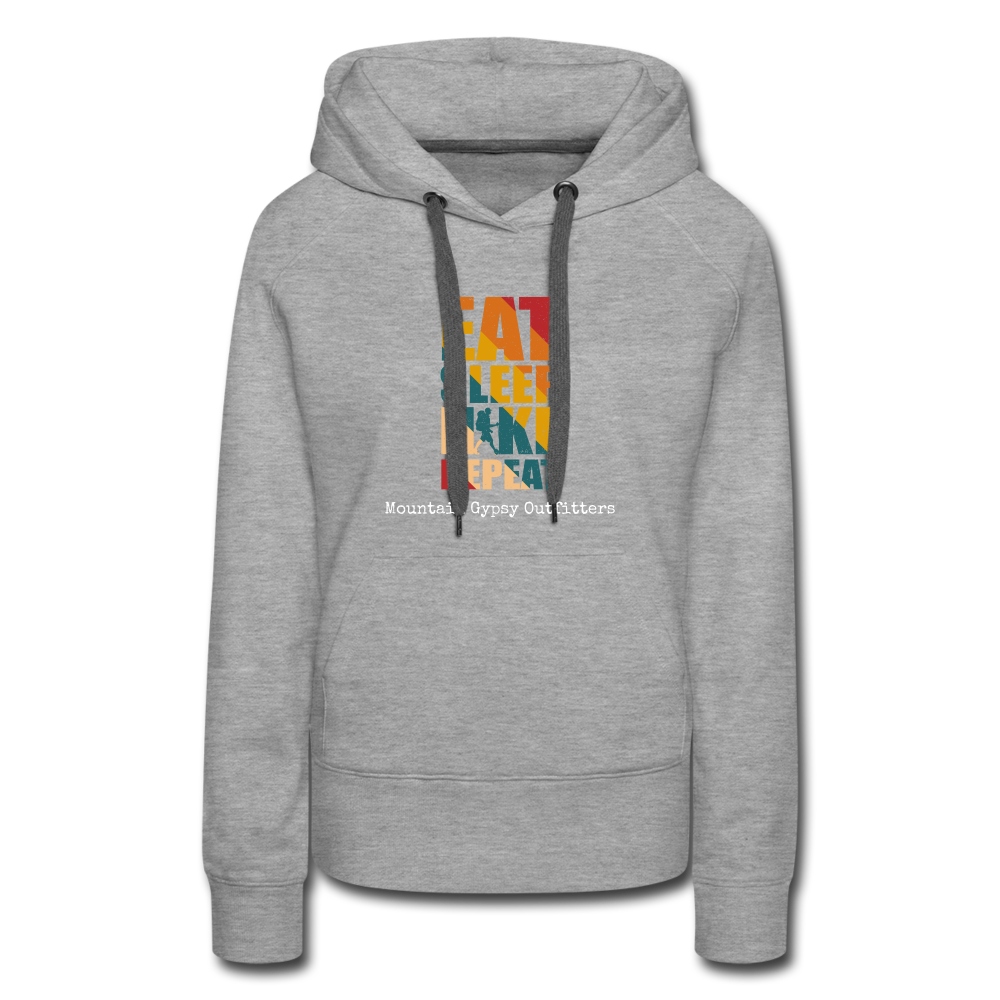 Eat, Sleep, Hike Hoodie - heather grey