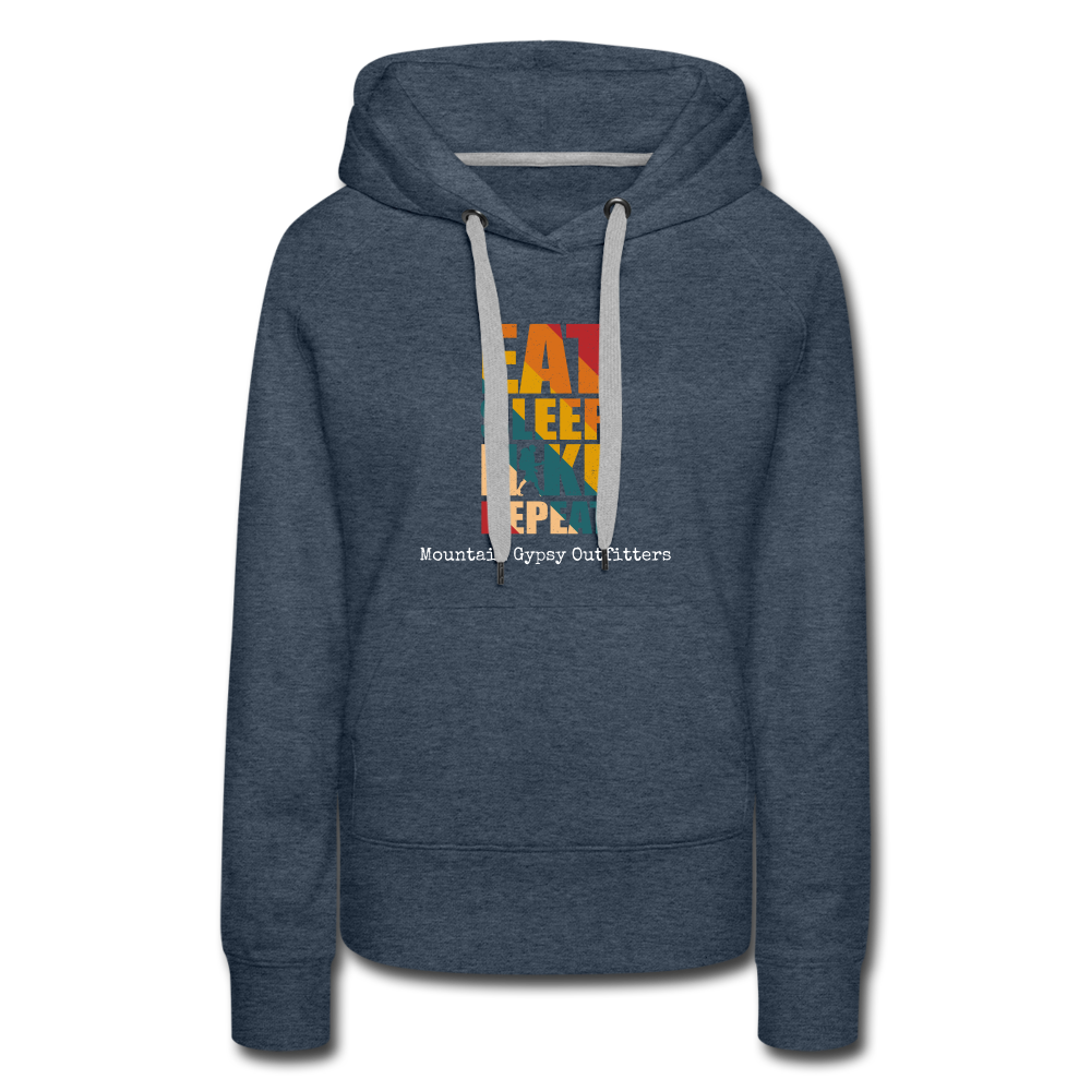 Eat, Sleep, Hike Hoodie - heather denim