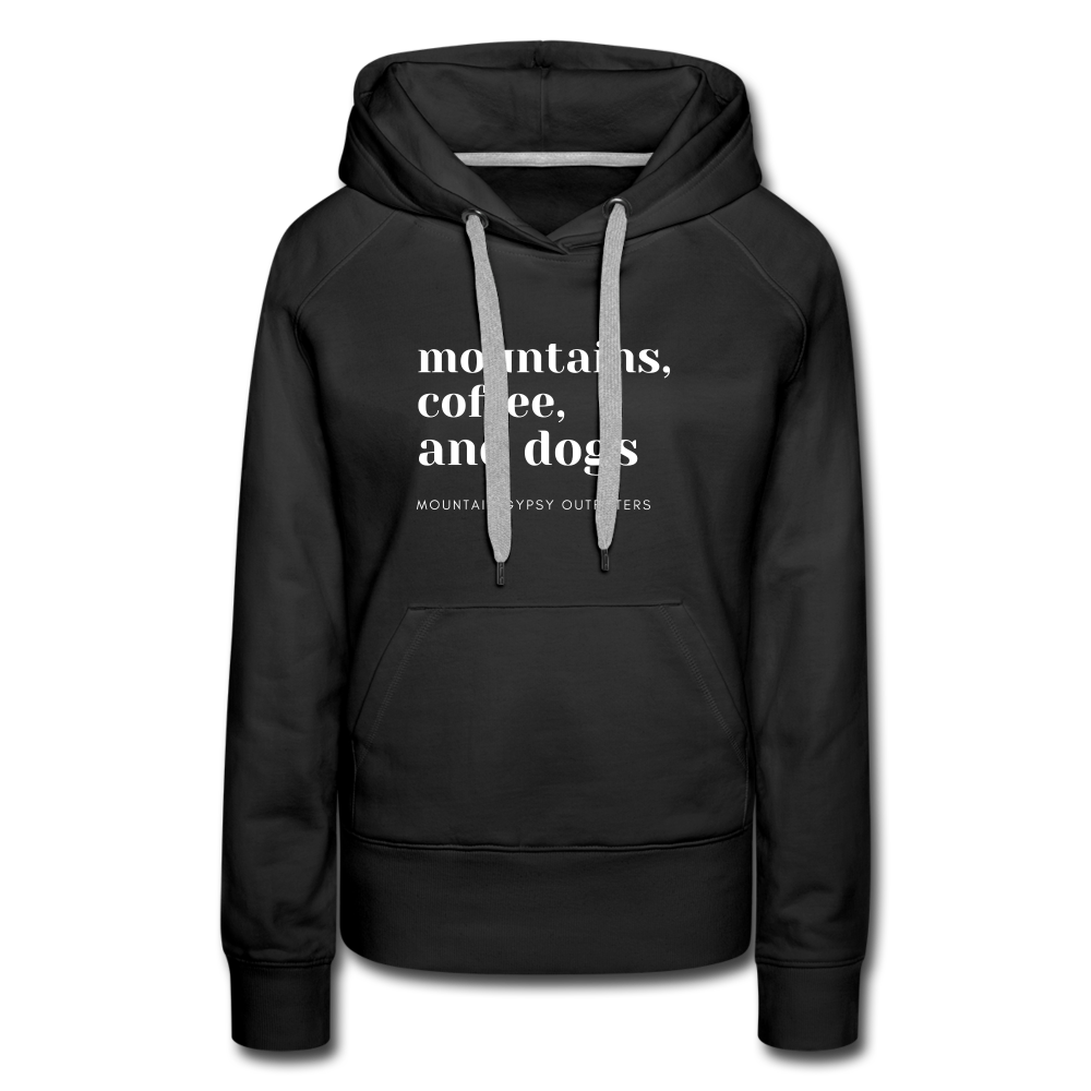 Mountains, Coffee, Dogs Hoodie - black
