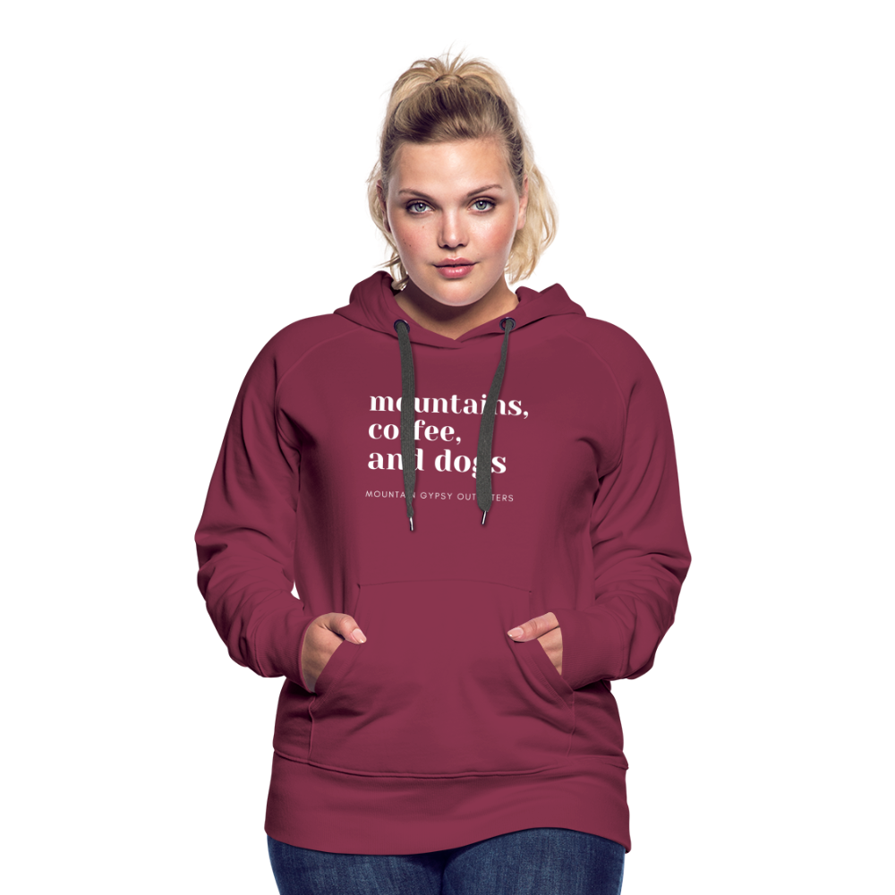 Mountains, Coffee, Dogs Hoodie - burgundy