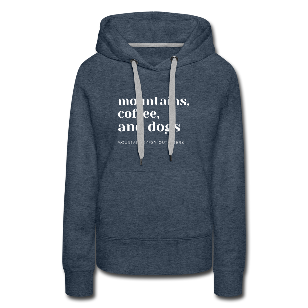Mountains, Coffee, Dogs Hoodie - heather denim