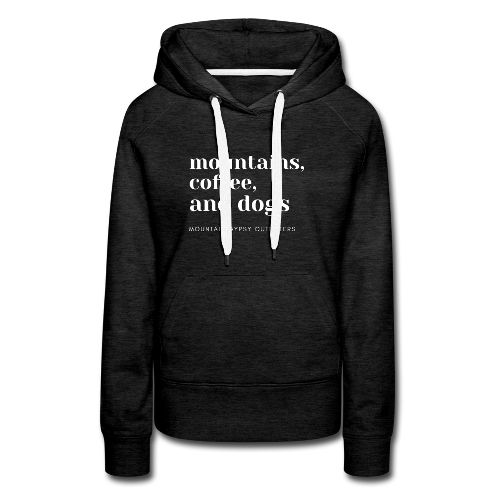 Mountains, Coffee, Dogs Hoodie - charcoal grey