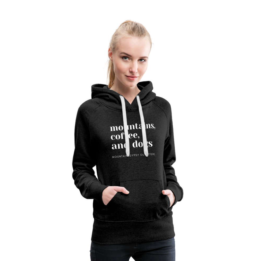 Mountains, Coffee, Dogs Hoodie - charcoal grey
