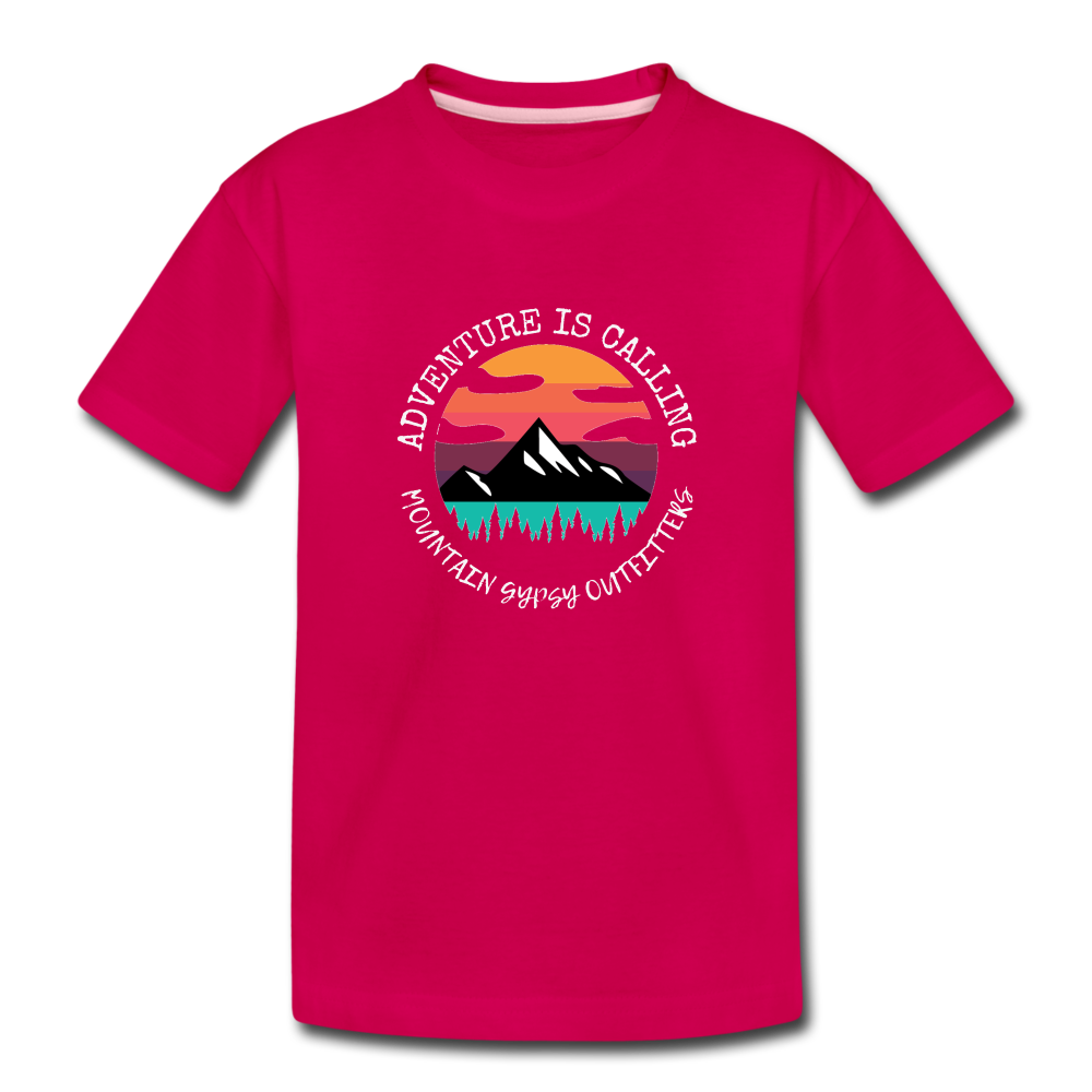 Adventure is Calling Kid's Tee - dark pink