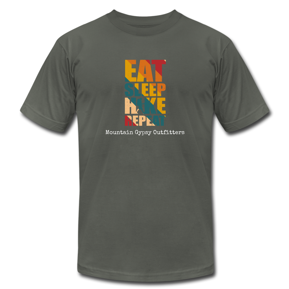 Eat, Sleep, Hike Boyfriend Tee - asphalt