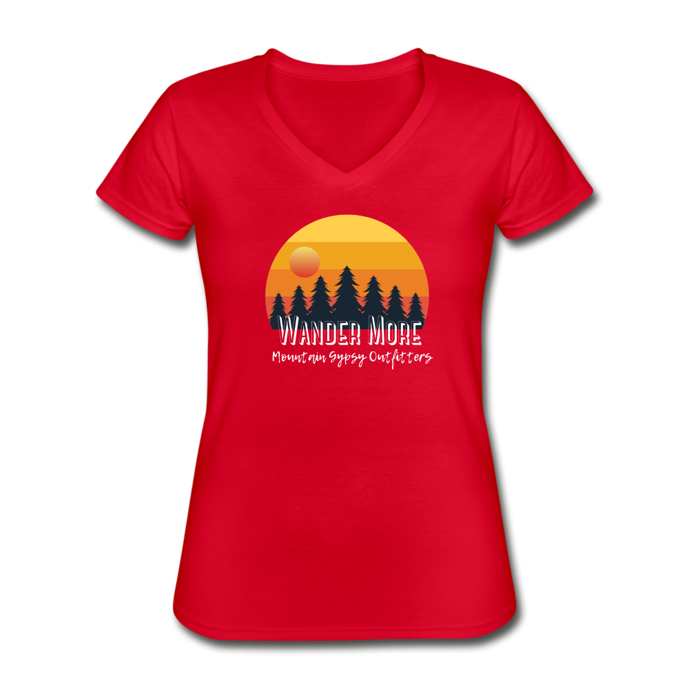 Wander More V-Neck T-Shirt - red