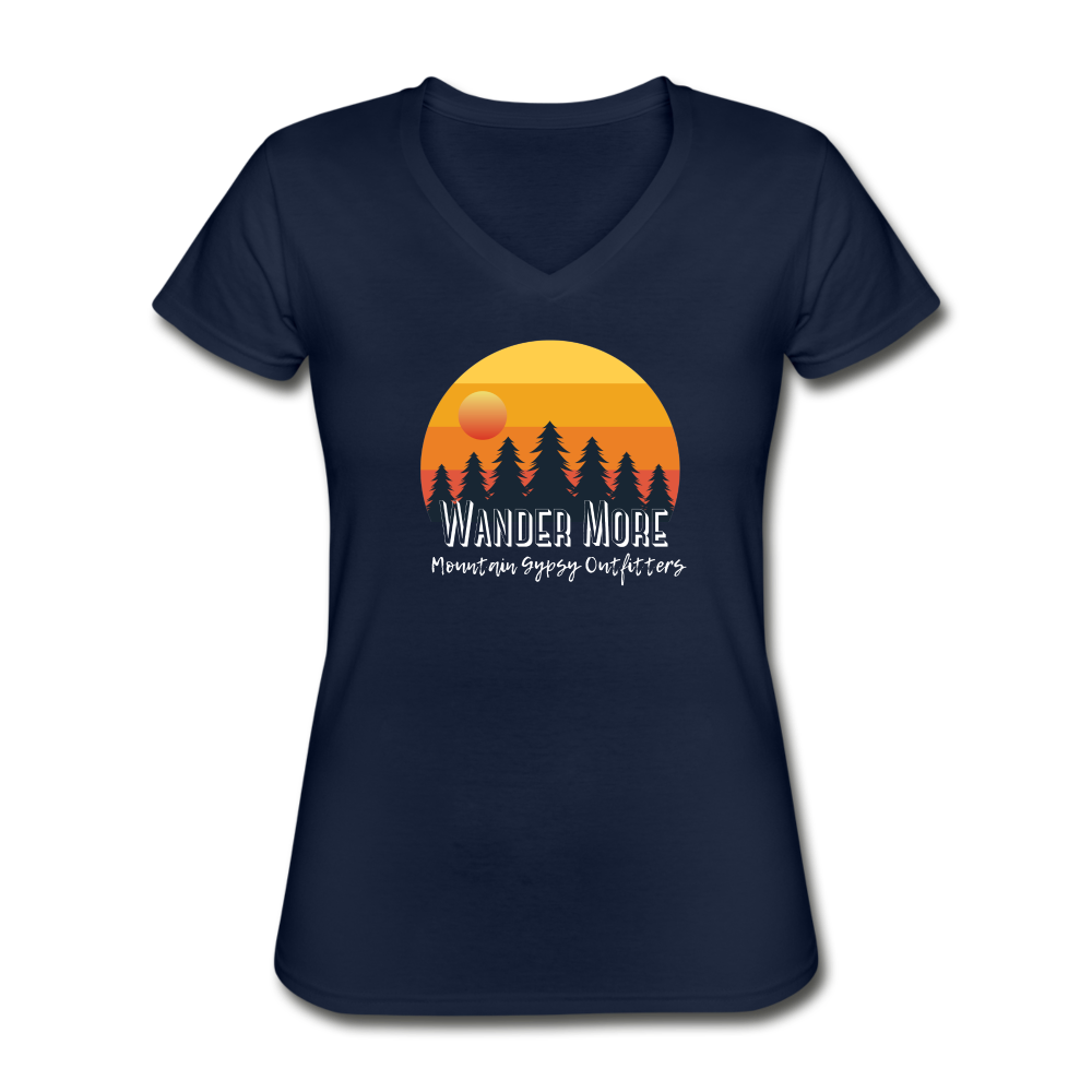 Wander More V-Neck T-Shirt - navy