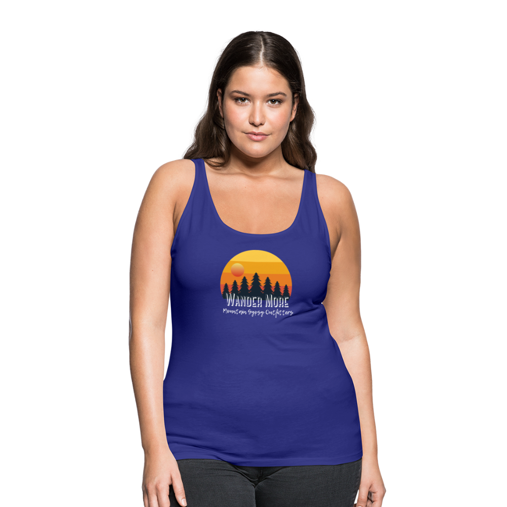 Wander More Fitted Tank - royal blue