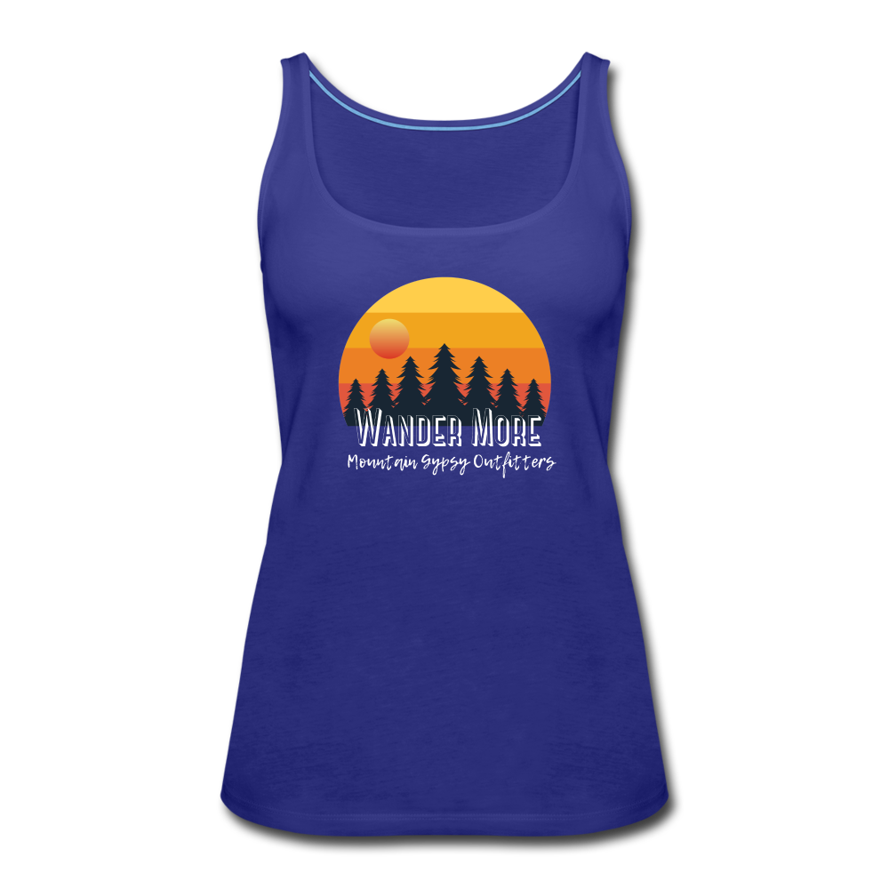Wander More Fitted Tank - royal blue