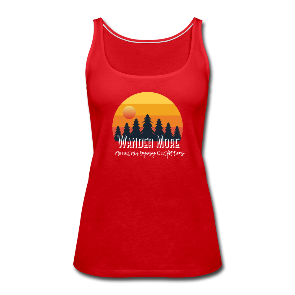 Wander More Fitted Tank - red