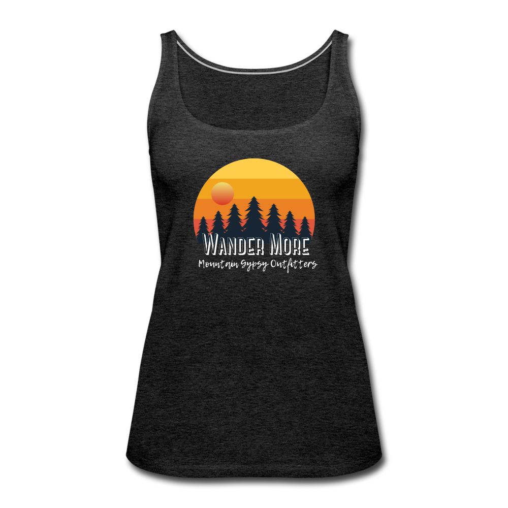 Wander More Fitted Tank - charcoal grey