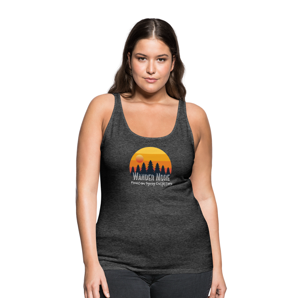 Wander More Fitted Tank - charcoal grey