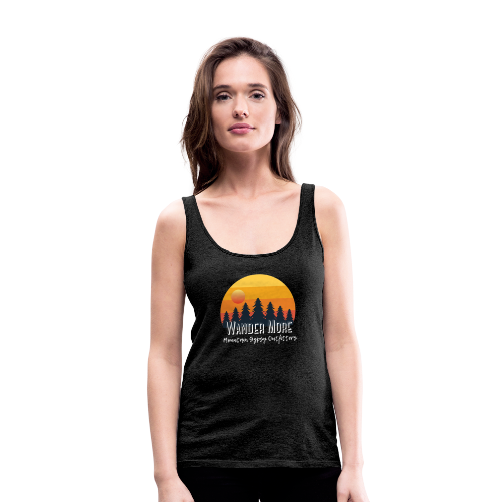 Wander More Fitted Tank - charcoal grey