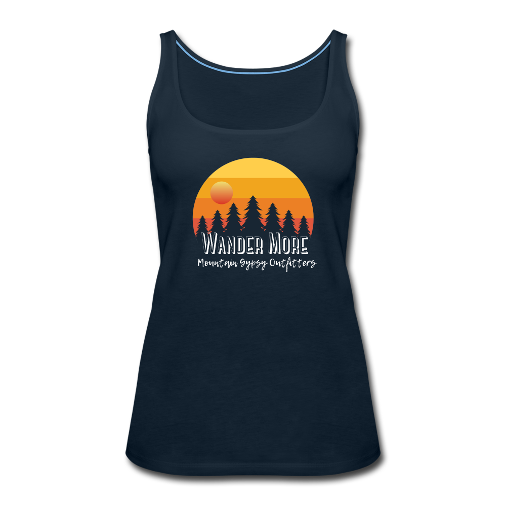 Wander More Fitted Tank - deep navy