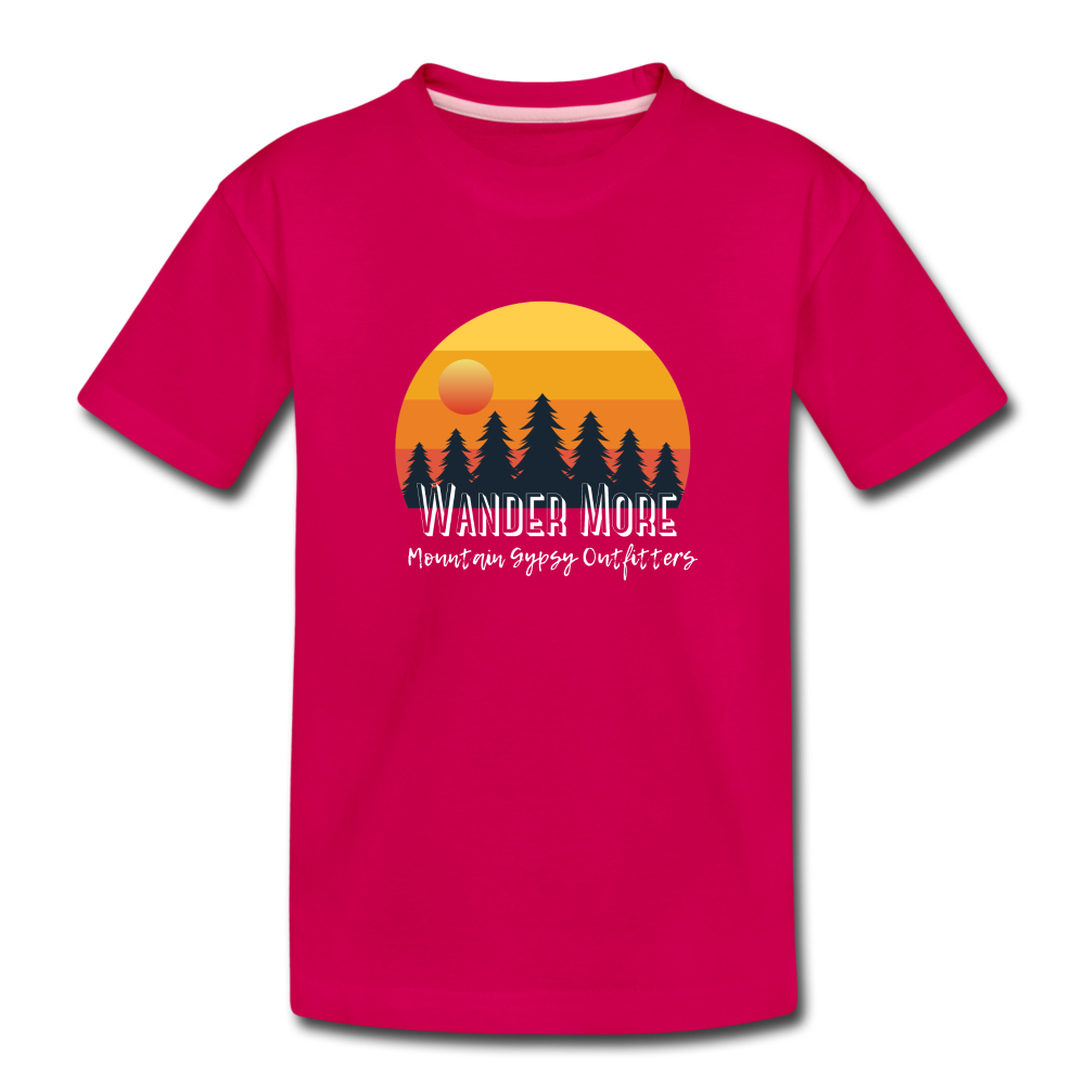 Wander More Kids Tee - dark pink