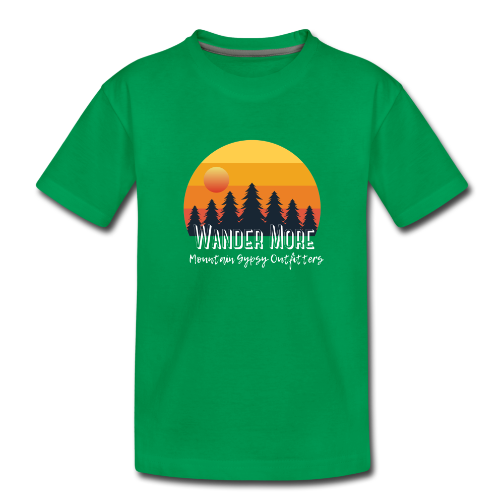 Wander More Kids Tee - kelly green