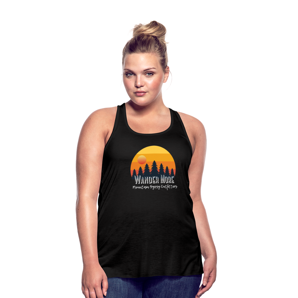 Wander More Flowy Tank - black