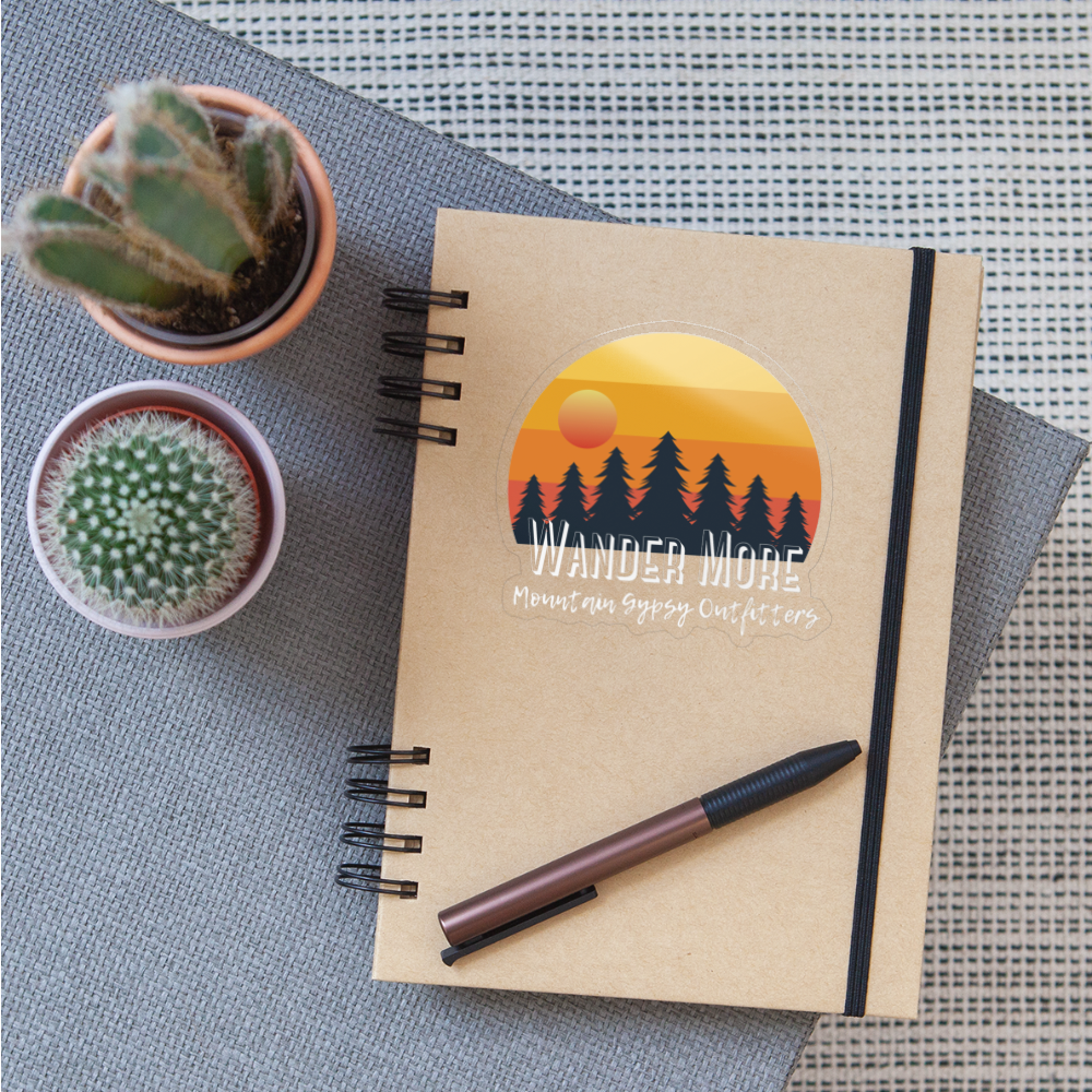 Wander More Sticker - transparent glossy
