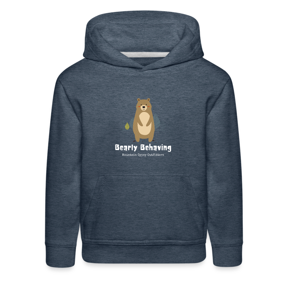 Bearly Behaving Hoodie - heather denim