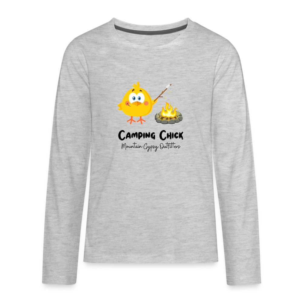 Camping Chick Kids Long Sleeve - heather gray
