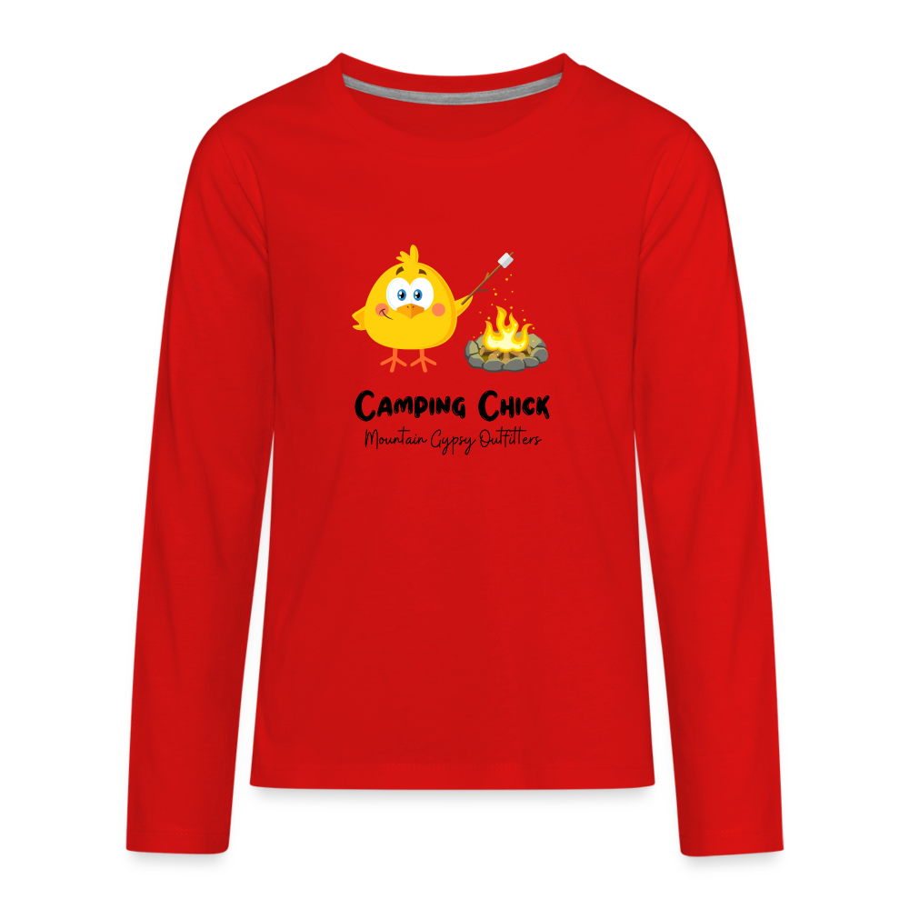 Camping Chick Kids Long Sleeve - red
