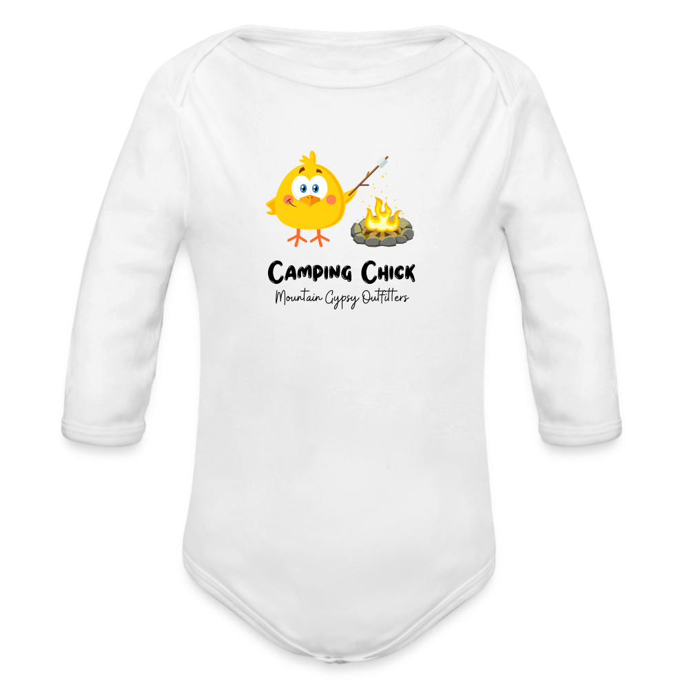 Camping Chick Infant Long Sleeve - white