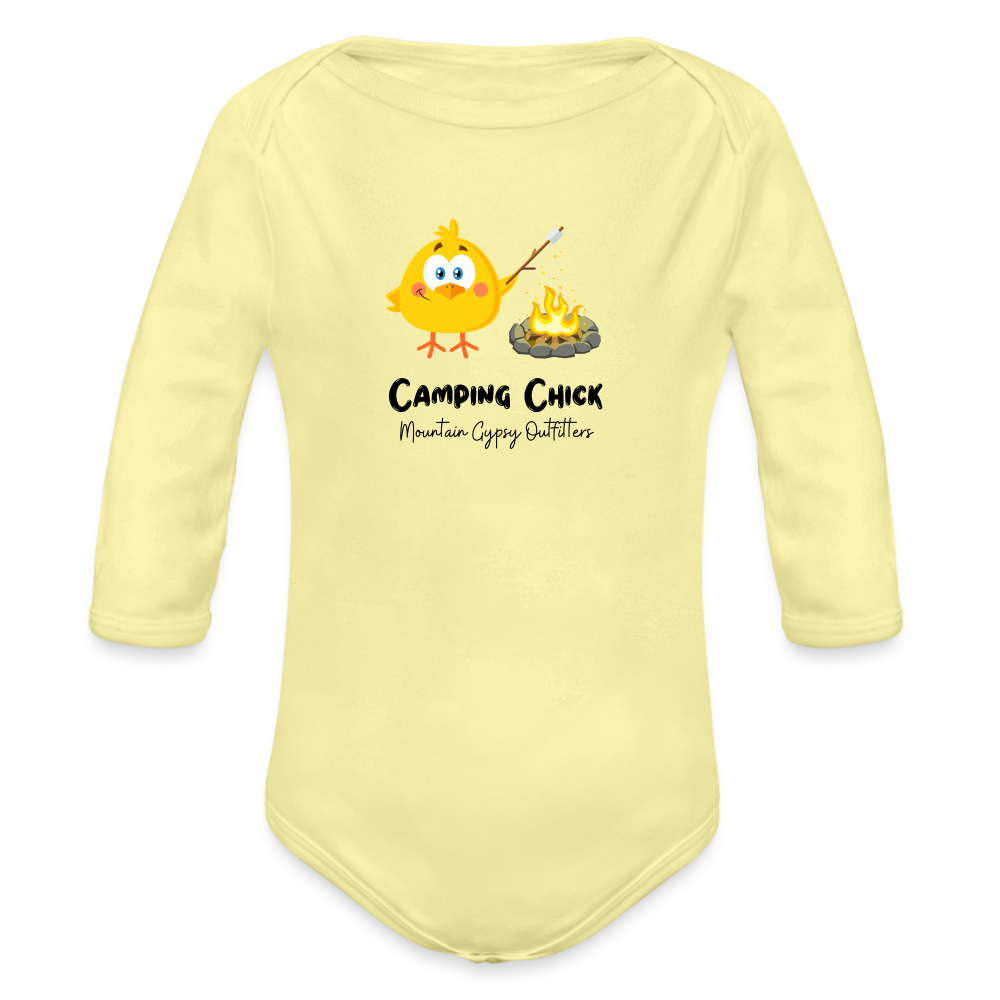 Camping Chick Infant Long Sleeve - washed yellow