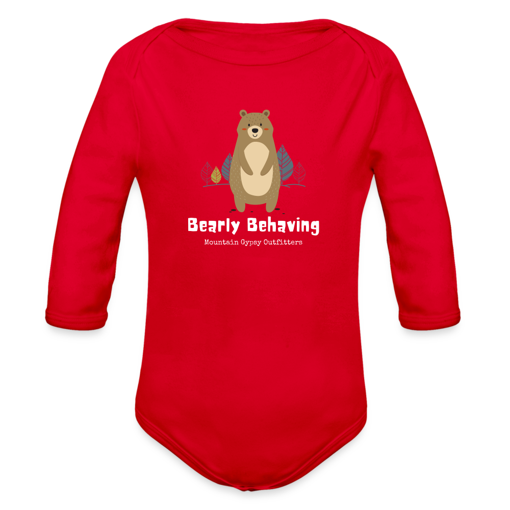 Bearly Behaving Infant Long Sleeve - red