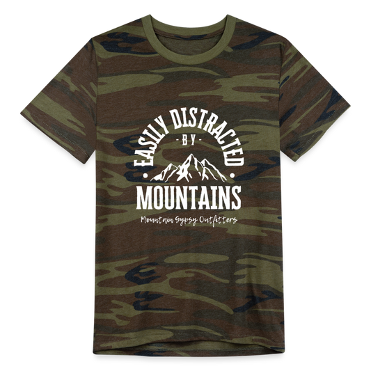 Easily Distracted by Mountains - green camo