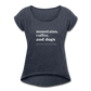 Mountains, Coffee, Dogs Roll  Cuff Tee - navy heather