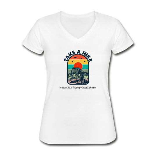 Take a Hike V-neck Tee - white
