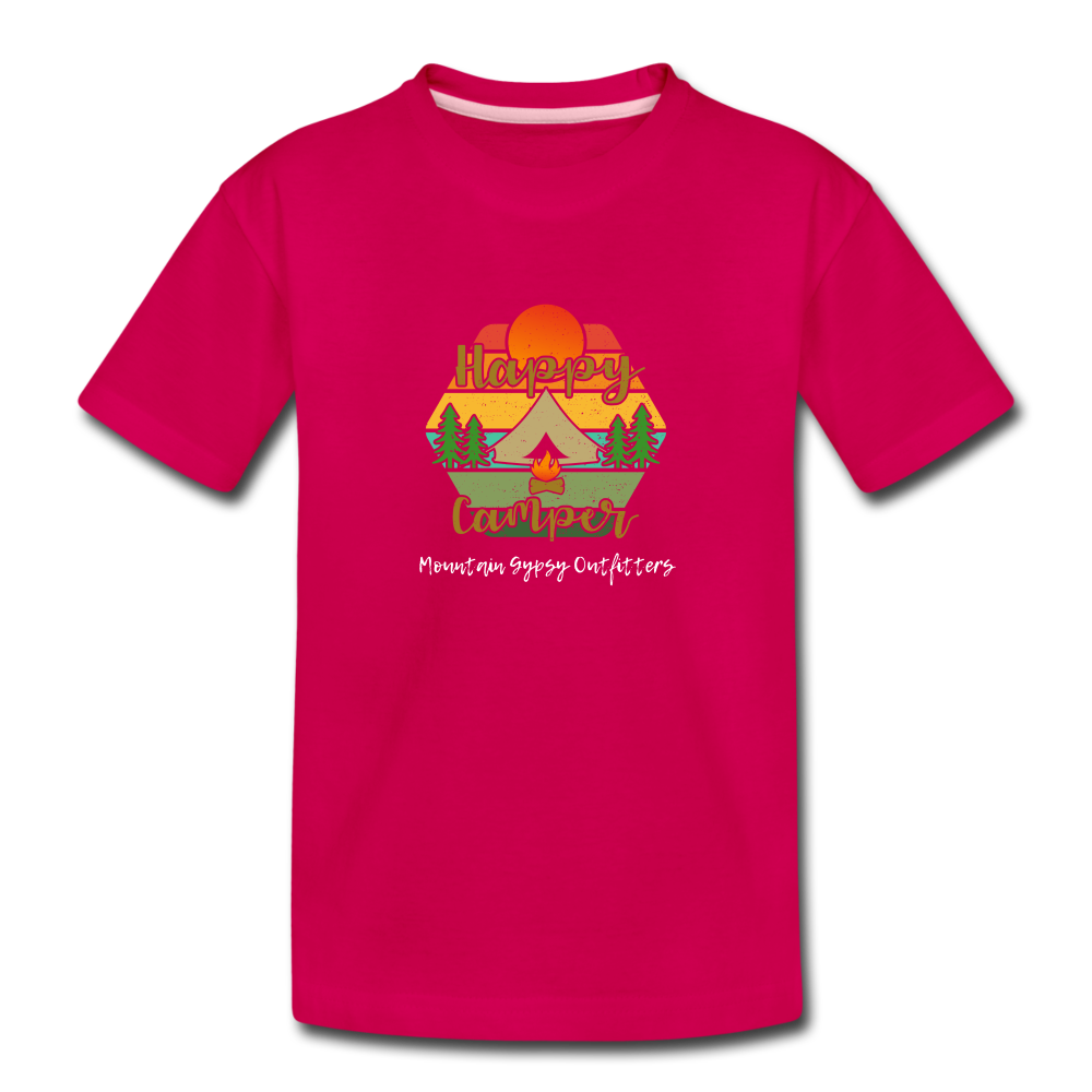 Happy Camper Kid's Tee - dark pink