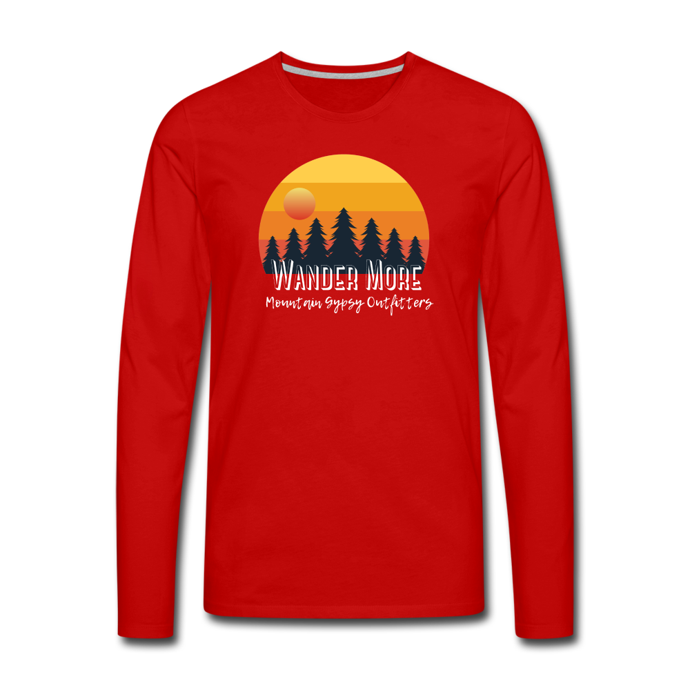 Wander More Men's Long Sleeve - red