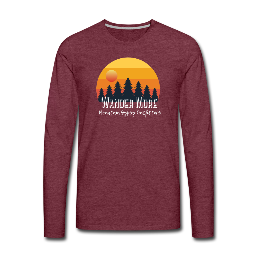 Wander More Men's Long Sleeve - heather burgundy