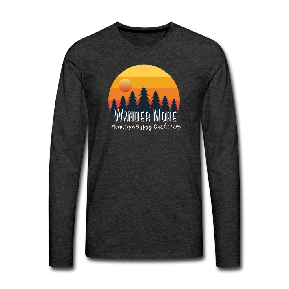 Wander More Men's Long Sleeve - charcoal grey