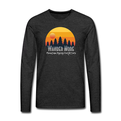 Wander More Men's Long Sleeve - charcoal grey