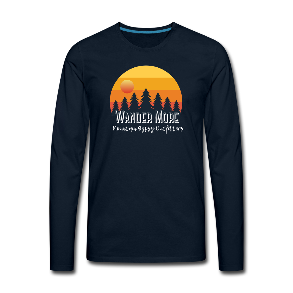 Wander More Men's Long Sleeve - deep navy