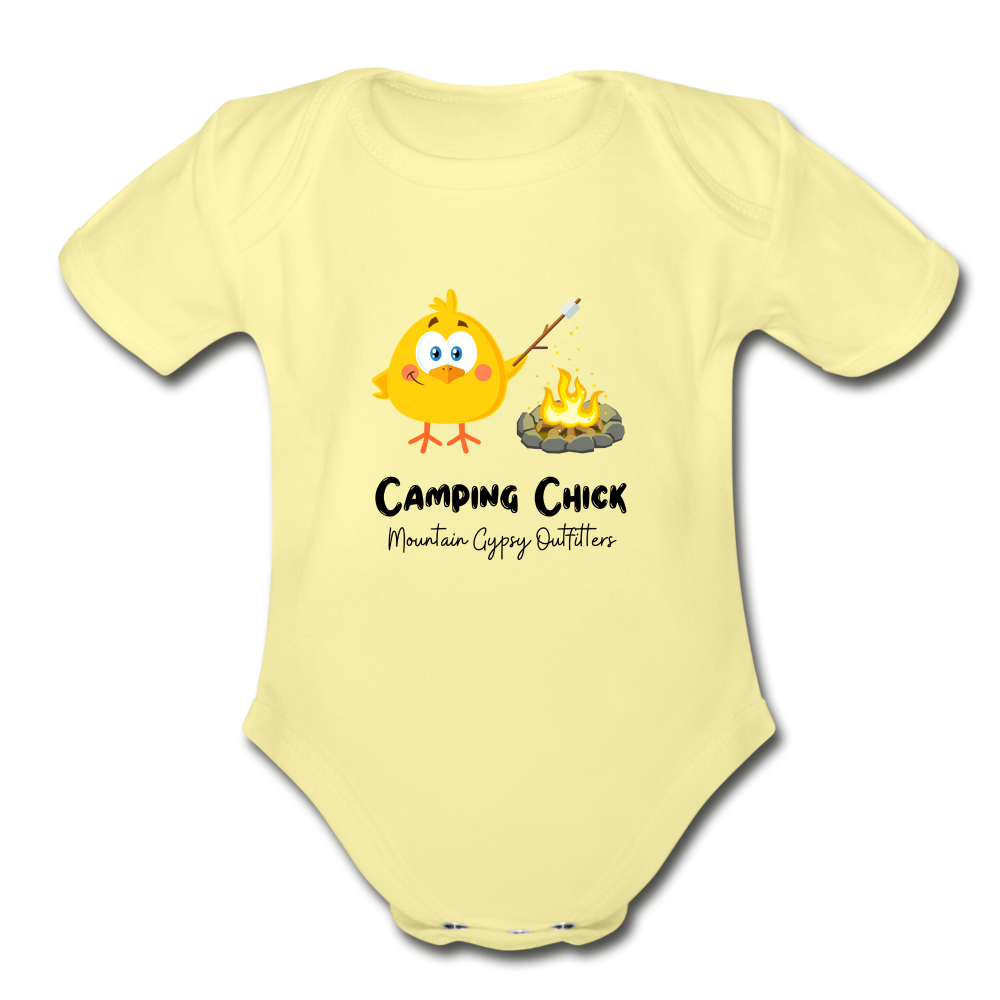 Camping Chick Infant Tee - washed yellow