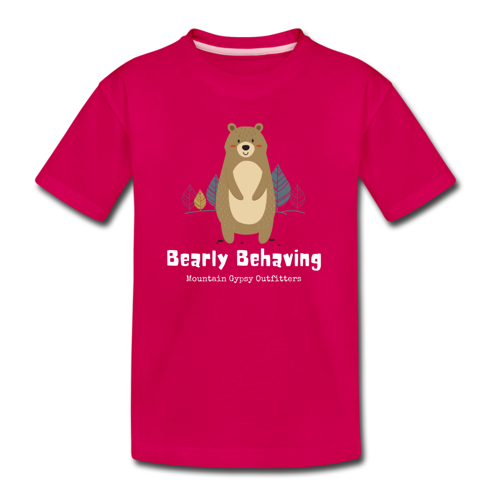 Bearly Behaving Toddler Tee - dark pink