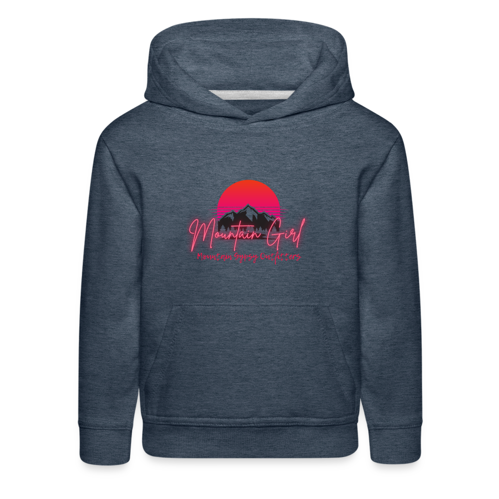 Mountain Girl Kids Hoodie - heather denim