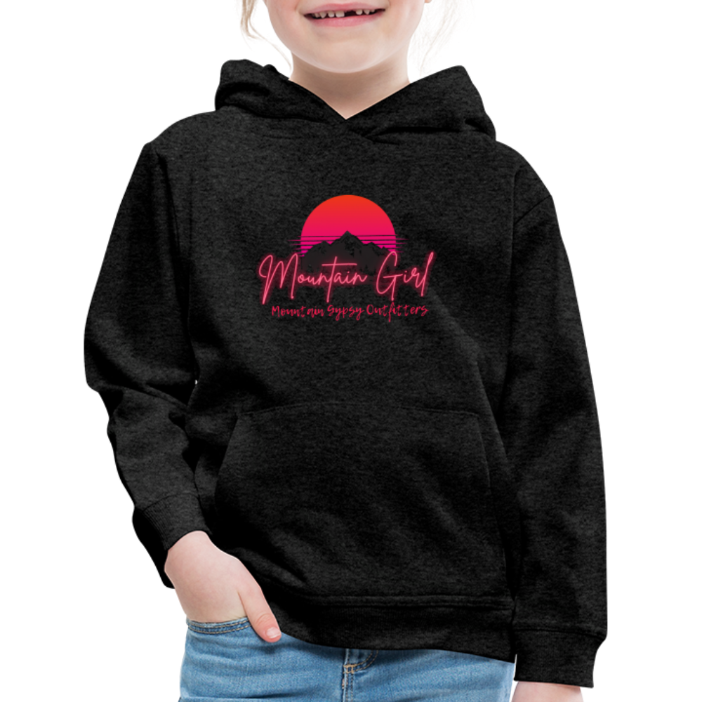 Mountain Girl Kids Hoodie - charcoal grey